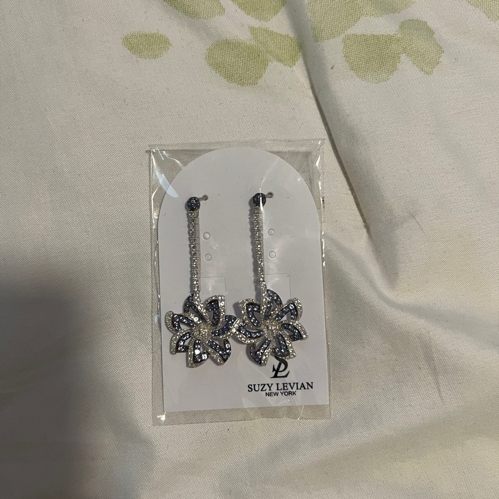 Silver Floral Dangle Earrings Intricate Design
